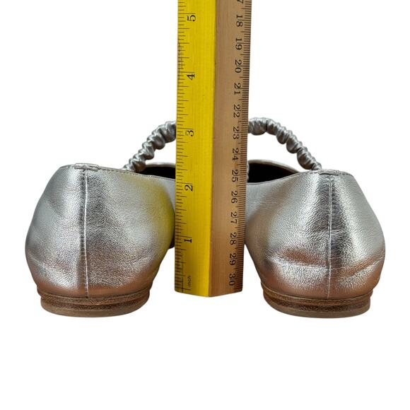 Pineapple Dawn Square Toe Mary Jane Leather Shoes Womens 6 Silver Balletcore NEW - Picture 7 of 12
